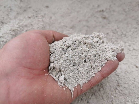 Processed gypsum in hand